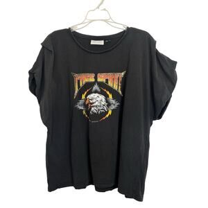 LA City Streetwear Graphic Tee Bald Eagle Free Spirit Cotton Size XL Boxy Fit